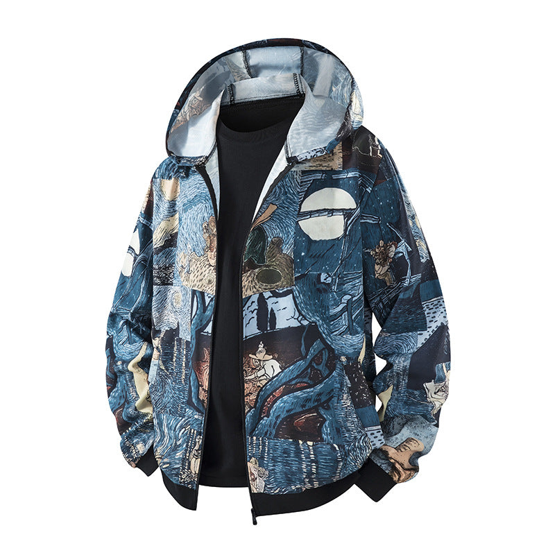 Damen leichte Windbreaker-Jacke mit farbenfrohem Muster und atmungsaktiven Eigenschaften Heidi-Mode