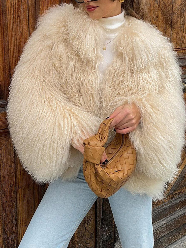 Damen Eleganter Kunstpelzmantel mit hohem Kragen und stilvollem Schnitt Heidi-Mode