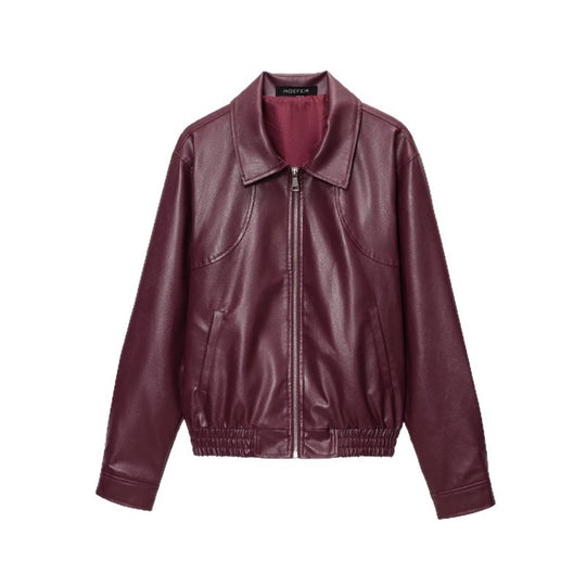 Damen Kunstlederjacke mit elastischem Bund und sportlichem Schnitt Heidi-Mode