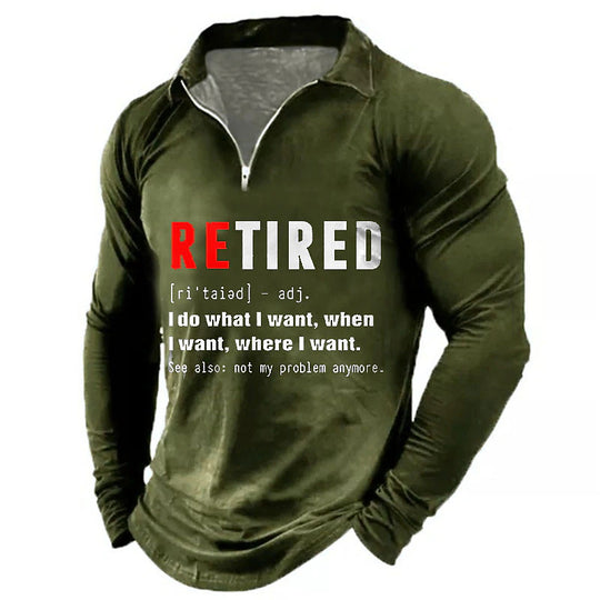 Herren Langarmshirt mit lässigem Reißverschluss und kreativem Statement Heidi-Mode
