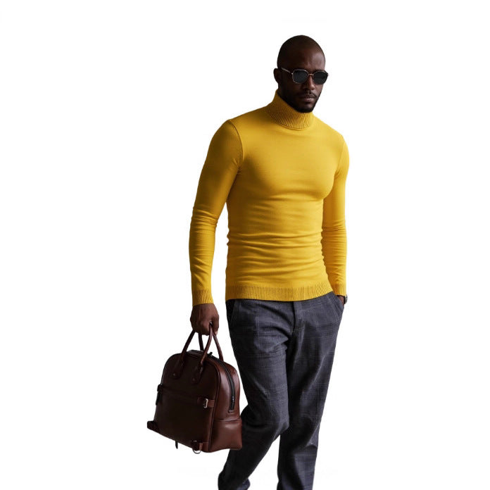 Herren rollkragen pullover mit feiner Struktur Heidi-Mode