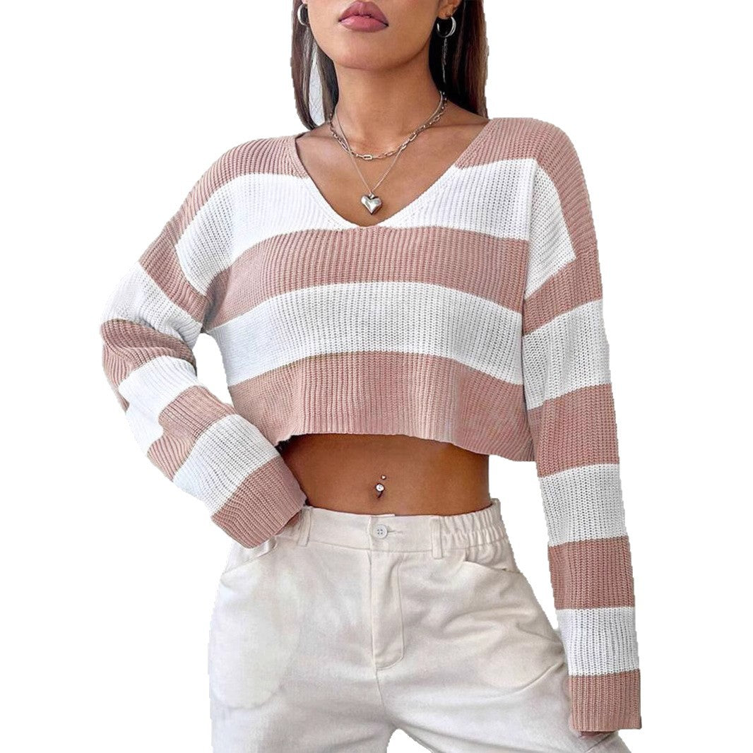 Damen Gemusterter Crop-Pullover Heidi-Mode