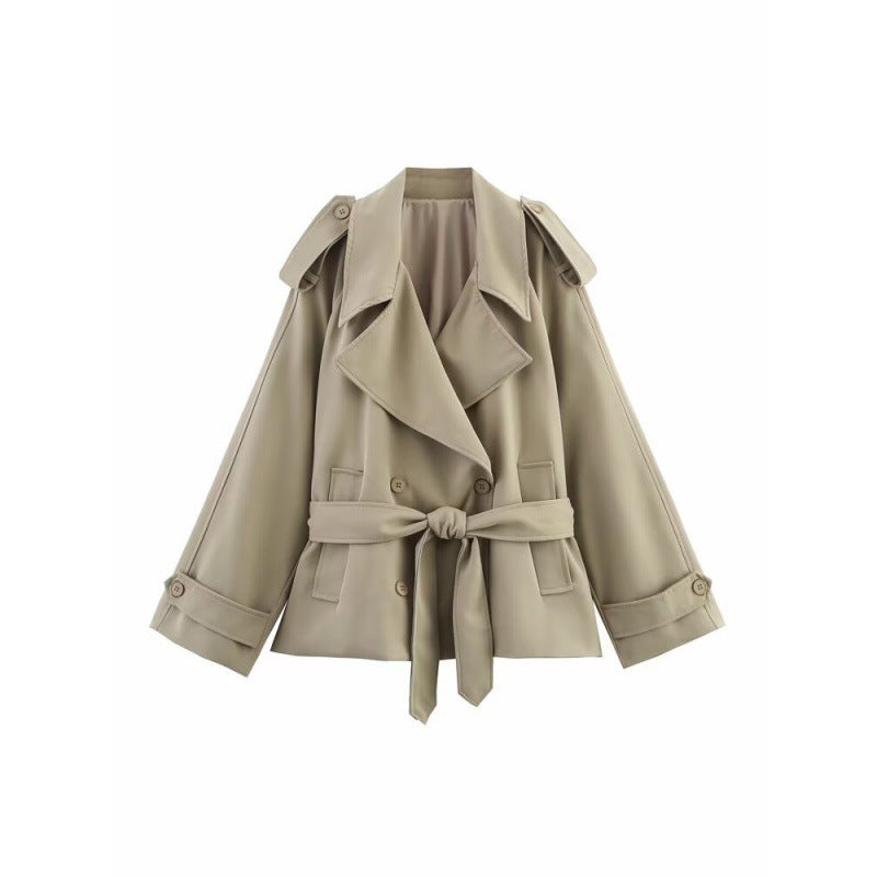 Damen Trenchcoat mit taillierbarem Gürtel und modischen Revers Heidi-Mode
