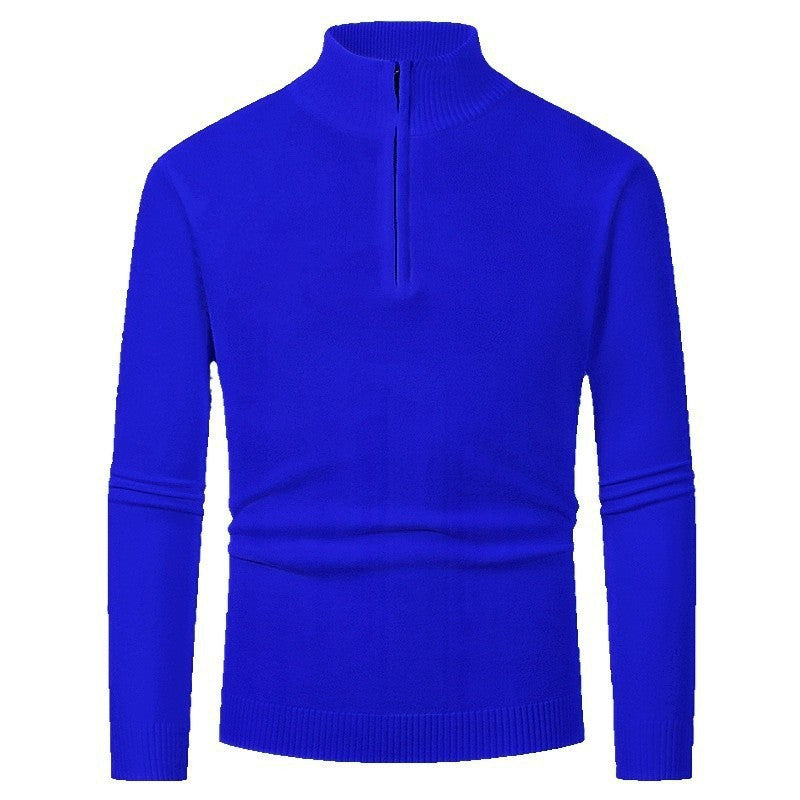 Herren Strickpullover mit hohem Kragen und halbem Reißverschluss Heidi-Mode