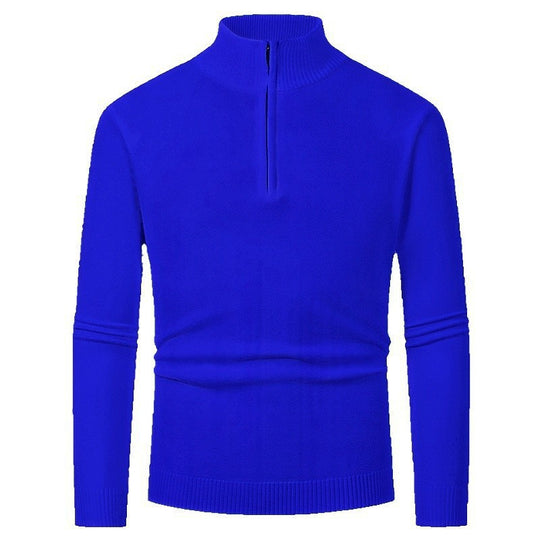 Herren Strickpullover mit hohem Kragen und halbem Reißverschluss Heidi-Mode