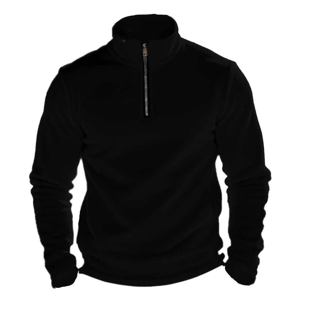 Herren Fleece-Kapuzenpullover mit halbem Reißverschluss Heidi-Mode