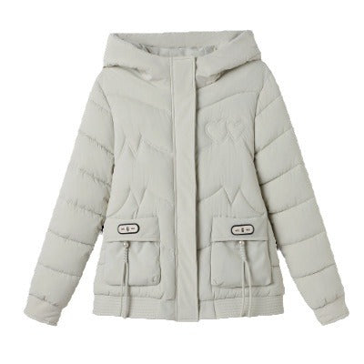 Damen gesteppte Winterjacke mit verstellbarem Kapuzenkragen und funktionalen Seitentaschen Heidi-Mode