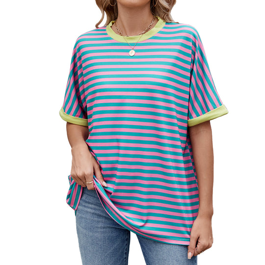 Heidi Mode | Gestreiftes kontrastierendes T-Shirt