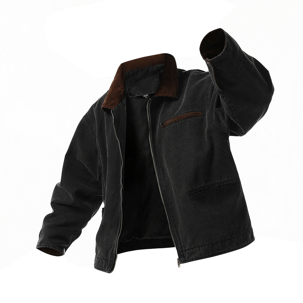 Herren urbane Übergangsjacke mit strukturiertem Stehkragen und zahlreichen praktischen Taschen Heidi-Mode