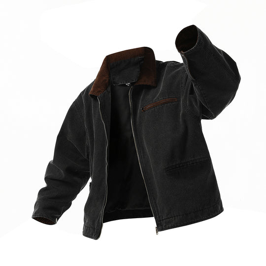 Herren urbane Übergangsjacke mit strukturiertem Stehkragen und zahlreichen praktischen Taschen Heidi-Mode