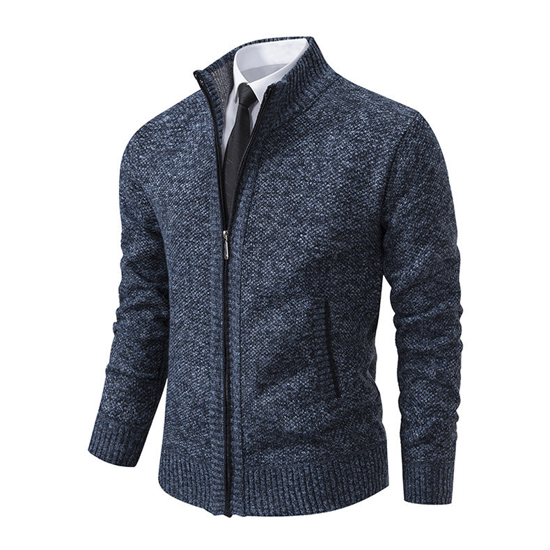 Herren Strickjacke mit hohem Kragen und elegantem Reißverschluss Heidi-Mode