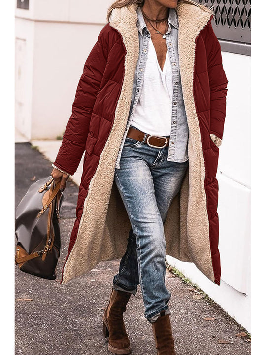 Damen modische Steppjacke mit großzügiger Kapuze und kuscheligem Innenfutter Heidi-Mode