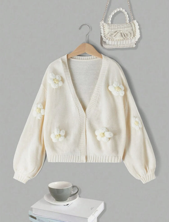 Damen Kurzjacke mit verspielten Blumenapplikationen Heidi-Mode