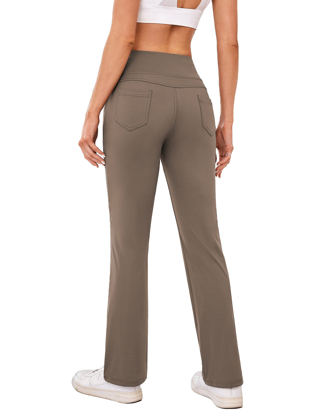 Damen bequeme Sportleggins mit hohem Bund und praktischen Taschen Heidi-Mode
