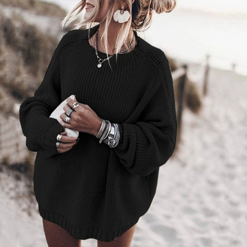 Damen gemütlicher Oversize-Strickpullover mit Ballonärmeln und strukturiertem Design Heidi-Mode