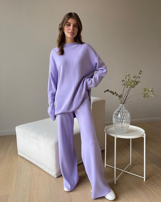 Damen Set aus gemütlichem Oversized-Pullover und lässiger Stoffhose Heidi-Mode