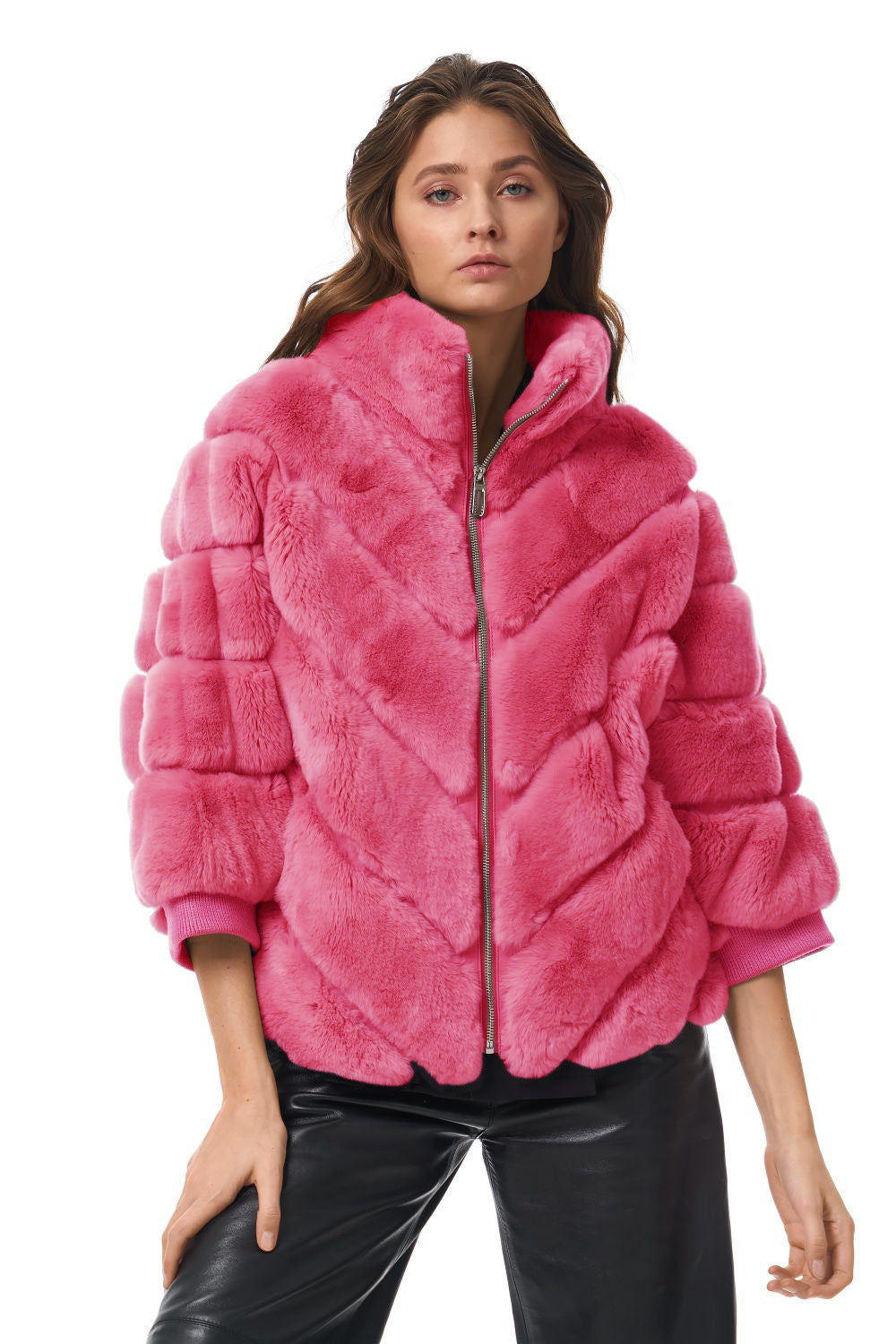 Damen Kuschelige Kunstpelzjacke mit Steppdesign Heidi-Mode