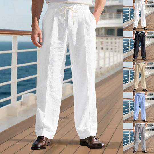 Herren elegante Freizeithose mit verstellbarem Kordelzug und atmungsaktiver Struktur Heidi-Mode