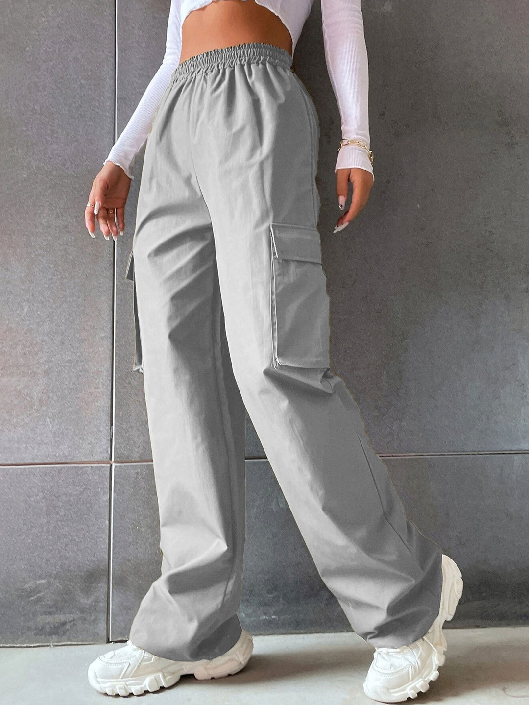 Damen Cargo Hose mit elastischem Bund und praktischen Seitentaschen Heidi-Mode