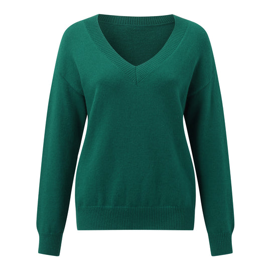 Damen eleganter V-Ausschnitt Pullover Heidi-Mode