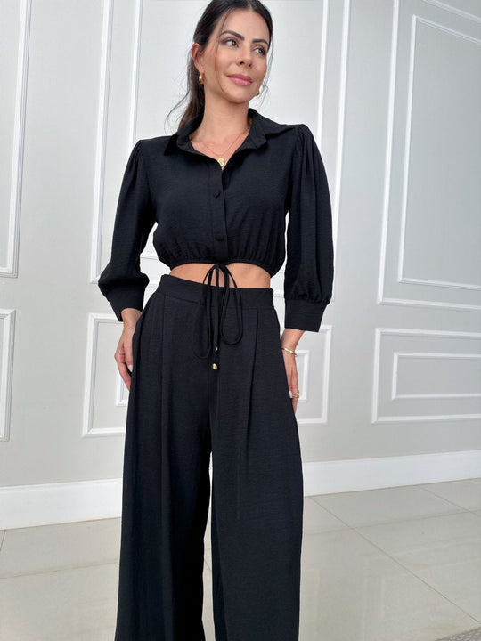 Heidi-Mode | Top Hohe Taillierte Weitbeinige Hose Zweiteiliges Set