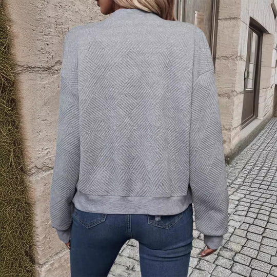 Damen sportliche Bomberjacke mit strukturiertem Design und hohen Bündchen Heidi-Mode
