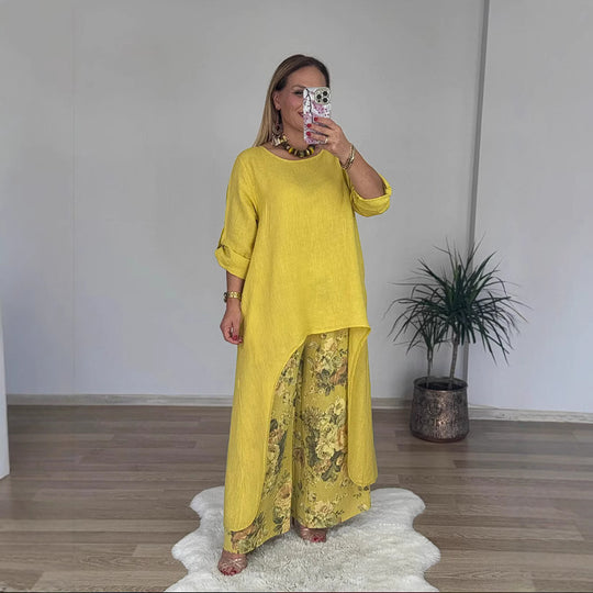 Damen Relaxed Fit Leinen Tunika Top Heidi-Mode