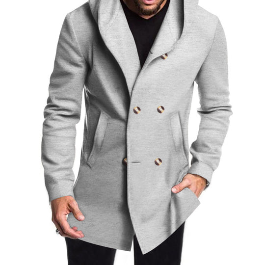 Herren Modische Doppelreihige Jacke mit Kapuze Heidi-Mode