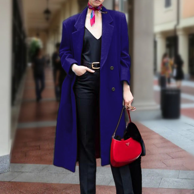 Damen eleganter Langmantel mit doppelter Knopfleiste und großzügigem Schnitt Heidi-Mode