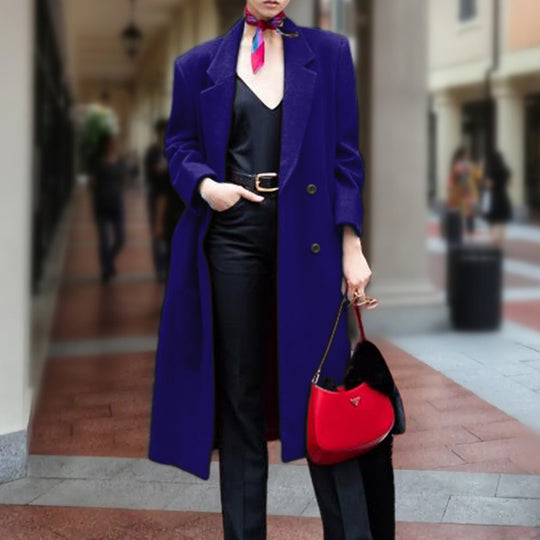 Damen eleganter Langmantel mit doppelter Knopfleiste und großzügigem Schnitt Heidi-Mode