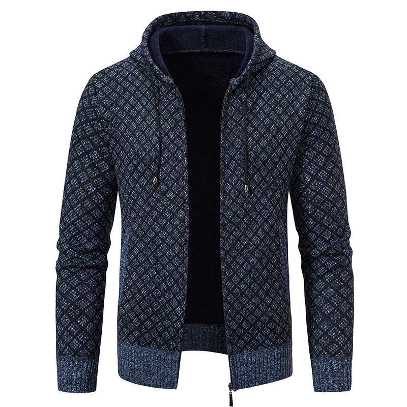 Herren stylische Jacke mit modernem Wabenmuster und Kapuze Heidi-Mode