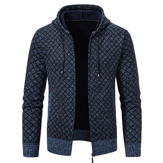 Herren stylische Jacke mit modernem Wabenmuster und Kapuze Heidi-Mode