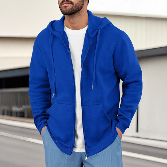 Herren lässige Kapuzenjacke mit atmungsaktivem Sweatstoff und praktischen Taschen Heidi-Mode