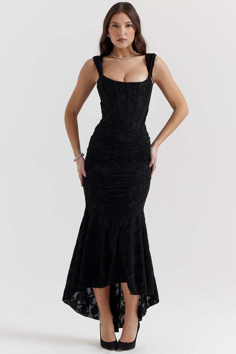 Damen Elegantes Maxikleid mit raffinierten Rüschen und schmeichelndem Schnitt Heidi-Mode
