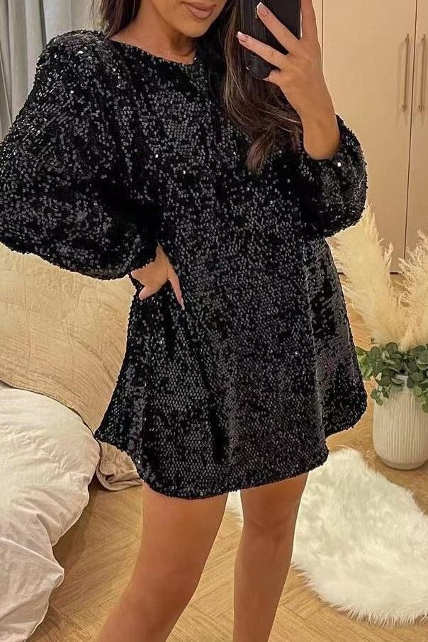 Heidi-Mode | Langarm Loser Paillettenkleid