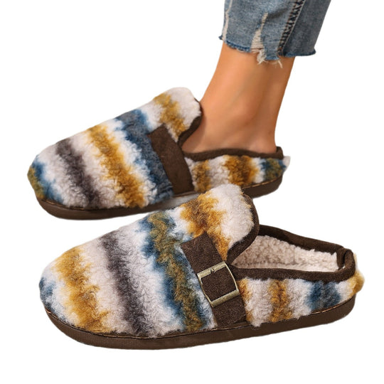 Damen Warme Hausschuhe mit Karomuster und bequemer Sohle Heidi-Mode