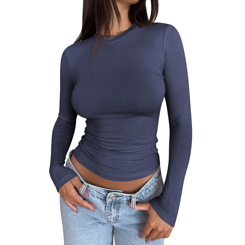 Damen Langarmshirt mit körperbetontem Schnitt Heidi-Mode