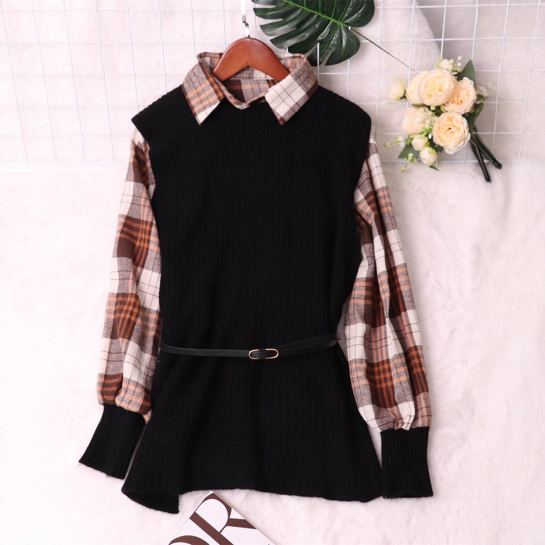 Damen Modischer Pullunder mit Hemd-Details Heidi-Mode