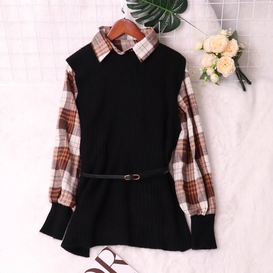Damen Modischer Pullunder mit Hemd-Details Heidi-Mode