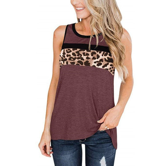Damen ärmelloses Oberteil mit animalischem Druck und lässigem Schnitt Heidi-Mode