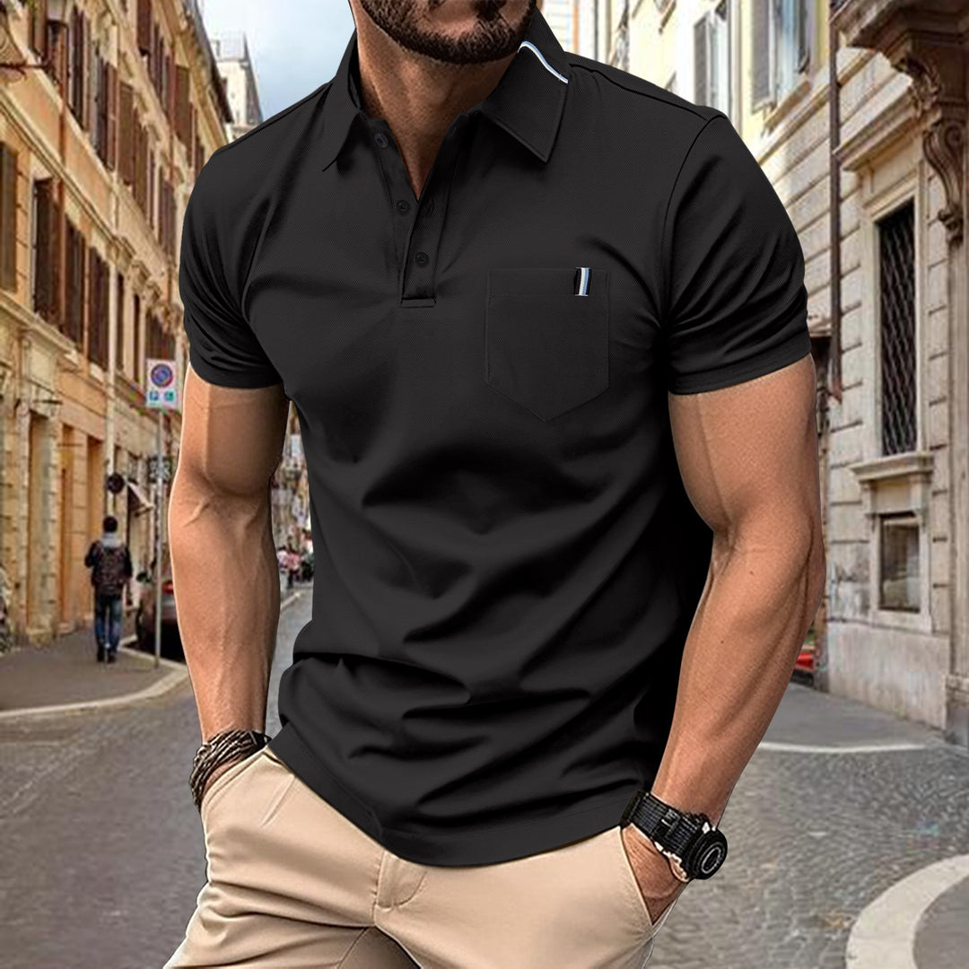 Herren Polohemd mit modernem Schnitt und Brusttasche Heidi-Mode
