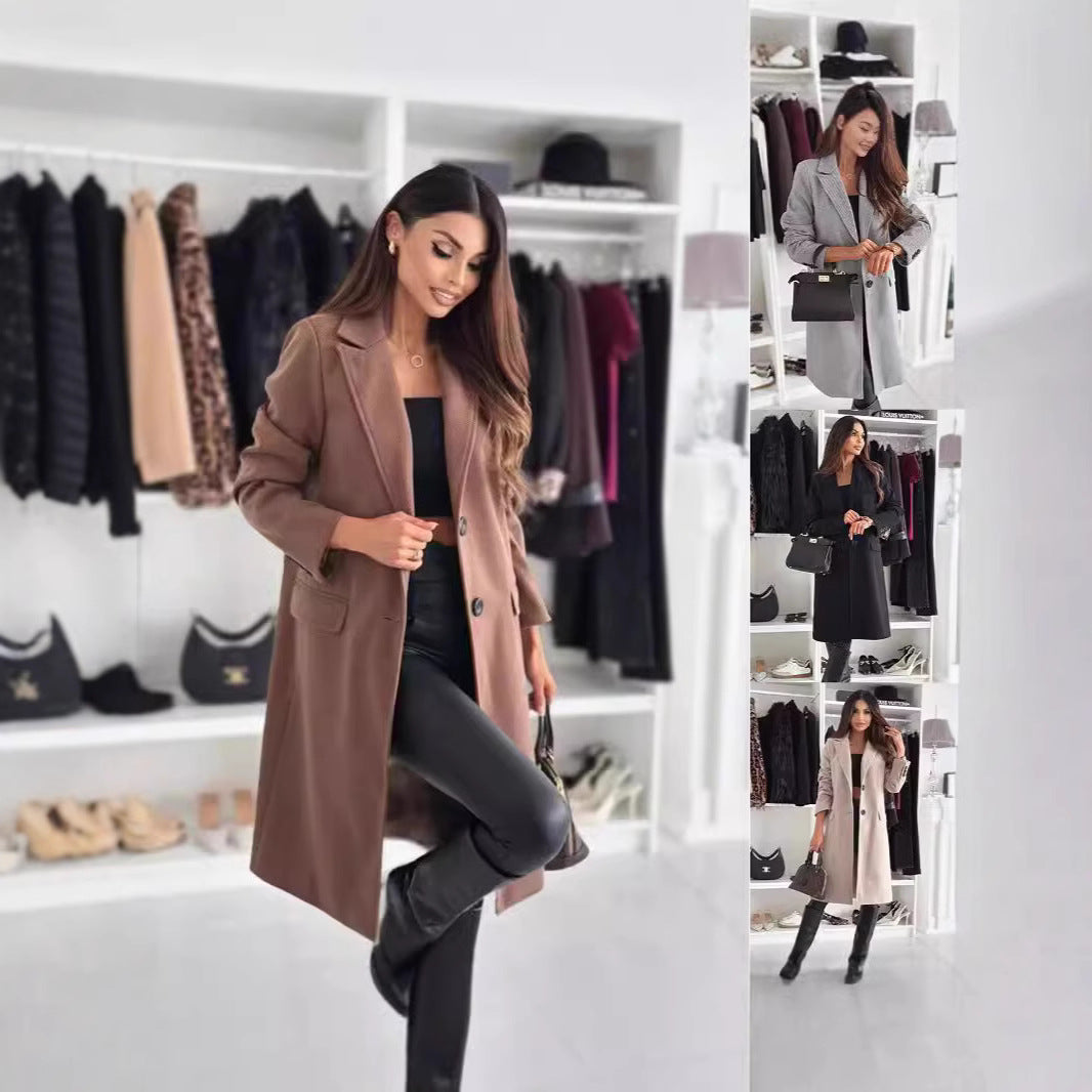 Damen Lange und elegante Winterjacke mit schmalem Schnitt Heidi-Mode