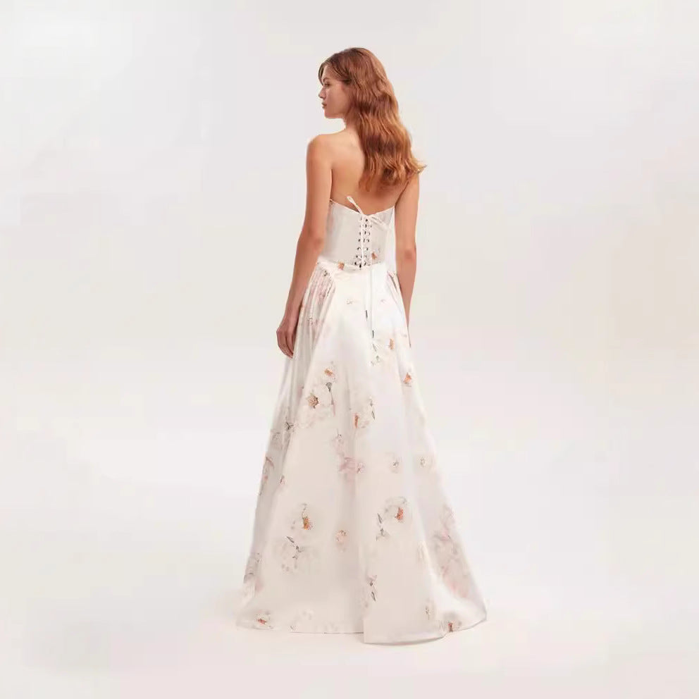 Damen Trachtenkleid mit floralem Design und Bustier-Oberteil Heidi-Mode