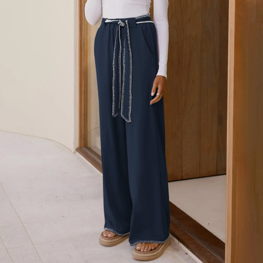 Damen Weitgeschnittene Freizeit-Hose mit elastischem Bund und lässigem Design Heidi-Mode