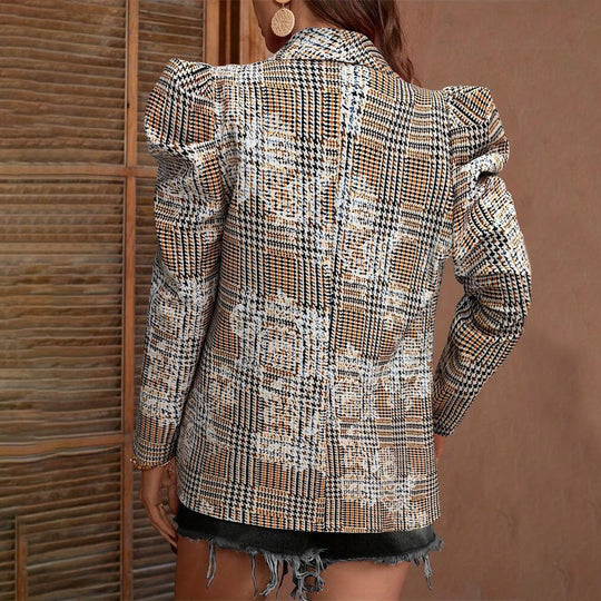 Damen Modischer Blazer mit angesagten Puffärmeln Heidi-Mode