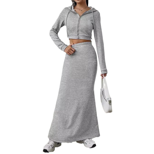 Damen Hoodie und Maxi-Rock Set Heidi-Mode