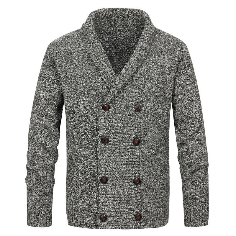 Herren hochwertige Strickjacke mit großem Revers und Knopfdetail Heidi-Mode