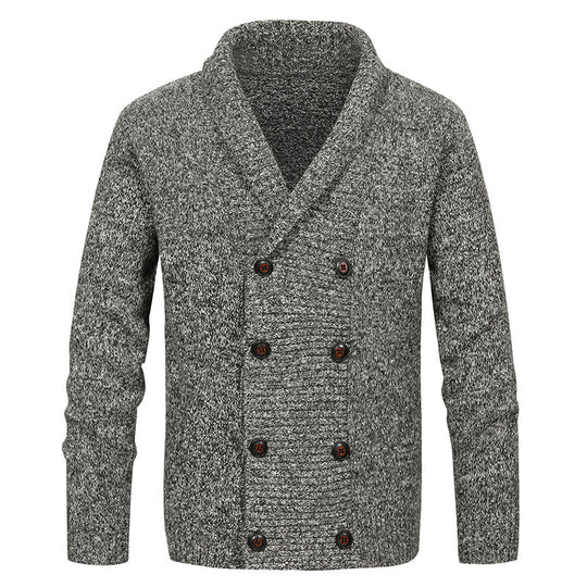 Herren hochwertige Strickjacke mit großem Revers und Knopfdetail Heidi-Mode
