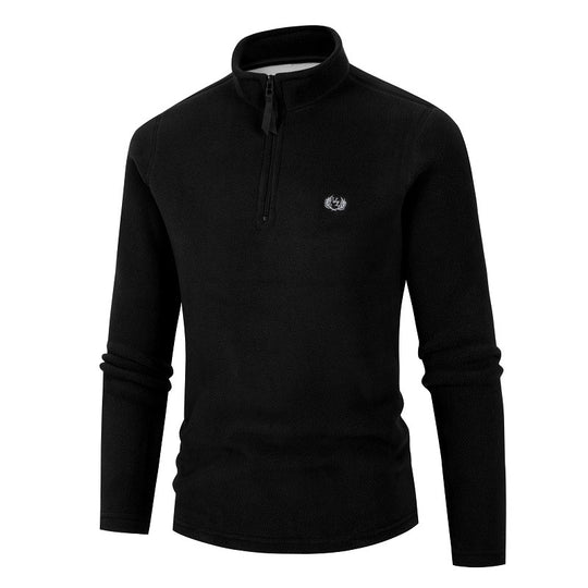 Herren Fleece Pullover mit Stehkragen und Reißverschluss Heidi-Mode