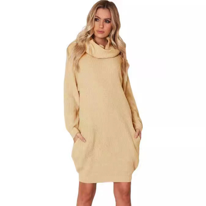 Damen Strickkleid mit weitem Kragen Heidi-Mode